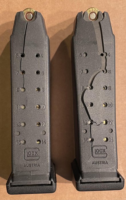 OEM G19 loaded 15 round magazines with +2 floor plates failed in ...