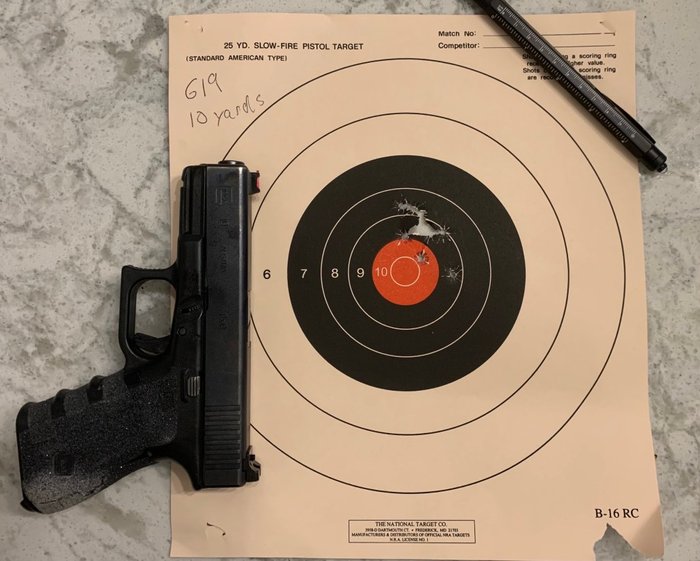 Point of Impact Between Ammo Weights and Brands – Reflex Handgun (visual comparison of POI/grouping for different ammo types)
