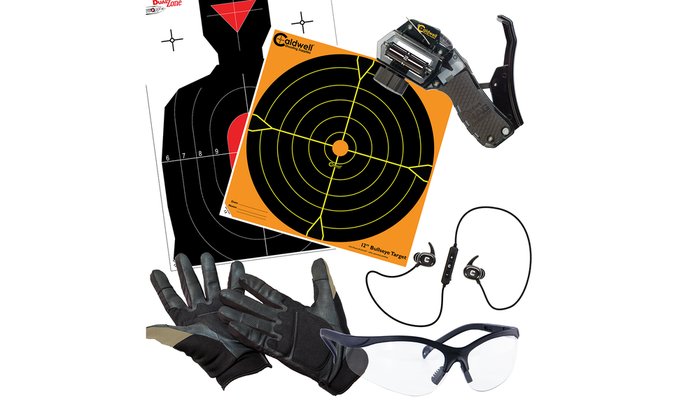 Caldwell Indoor Range Premium Kit — clear product image showing beginner range equipment (hearing protection, eye protection, rests and accessories) suitable for 'what equipment do I need to start?'